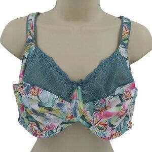 Elomi 36I Bra 4420 Mariella Underwire Banded Bra Tropical Blue Leaf Unlined